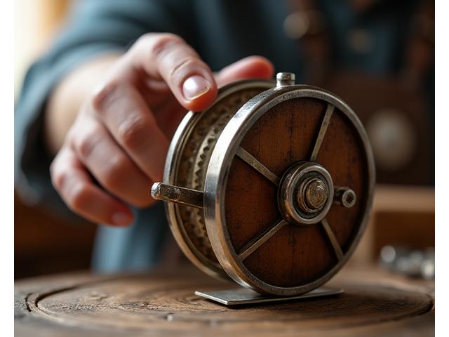 Restaurierte Vintage-Angelrolle mit neuem Glanz